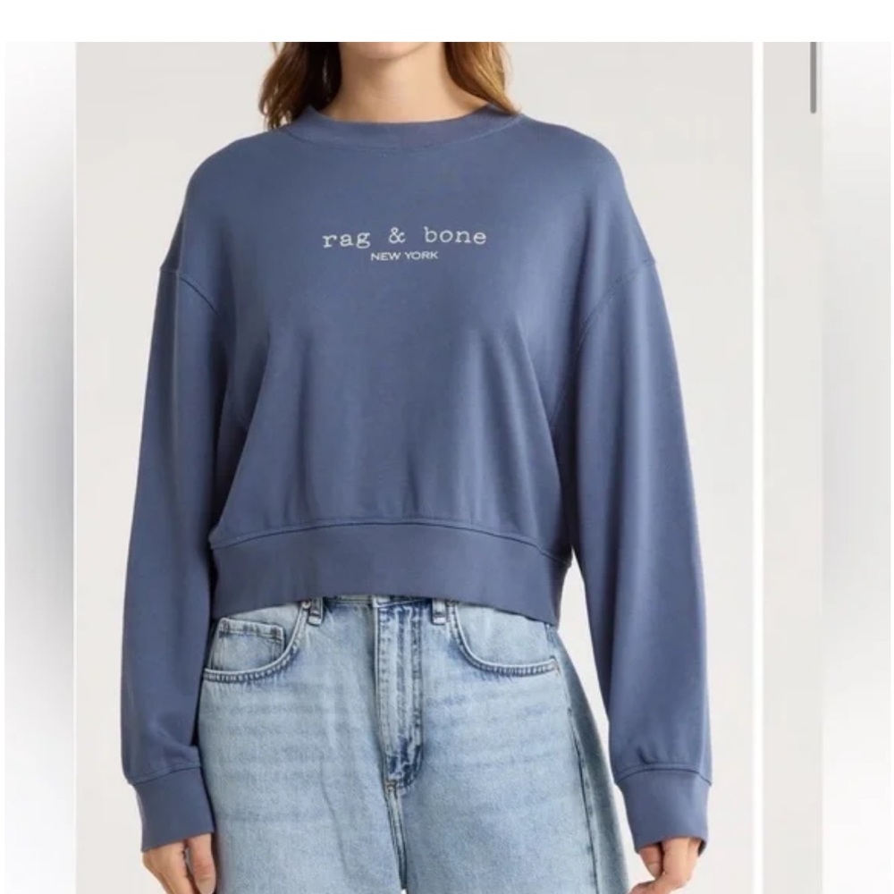 Rag & Bone Logo Terry Sweatshirt in blue size XS